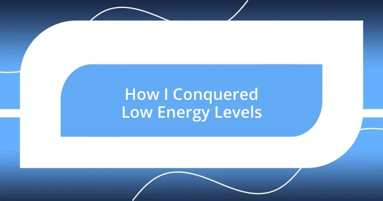 How I Conquered Low Energy Levels